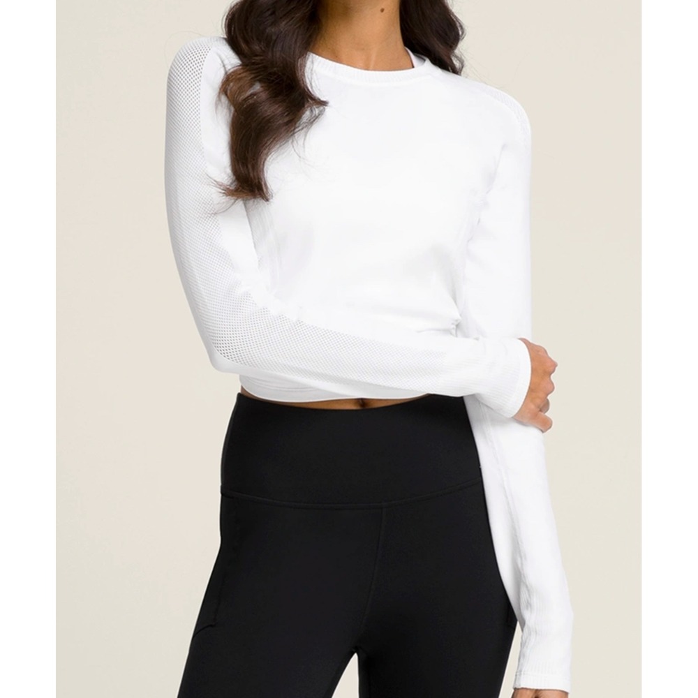 NEW Wilson Pro Seamless Long Sleeve Training Top White Mesh Tennis Womens Medium